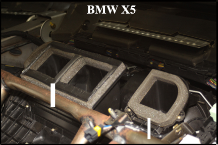 BMW X5 - Shows Air Ducts in Dash where Ducts As Part of Dash Fit Over.