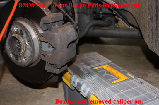 BMW X5 front brake pads replacement.