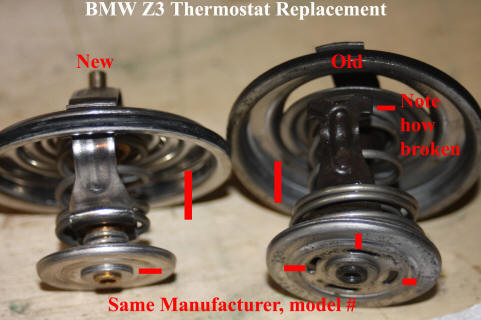 BMW Z3 - Thermostat. A busted one and a New One.