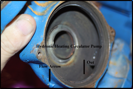 Hydronic Heating System - Inside circulator pump.
