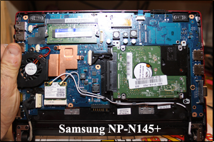 Samsung NP-N145+ - Back cover Removed to Show Components