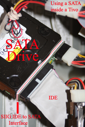 Installing a SATA hard drive into an older Tivo.