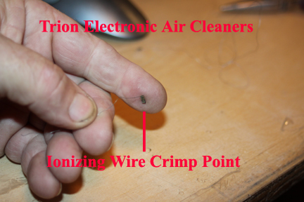 Shows crimped end of Trion ionizing wire.