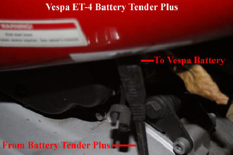 Battery Tender Plus connection to Vesap ET-4 scooter.
