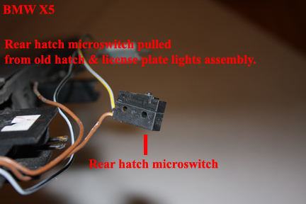 BMW X5 - Replacing the Rear Upper Hatch Switch - Old design switch details.