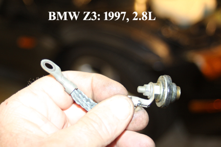 BMW Z3: Shows Ground Strap Assembly.