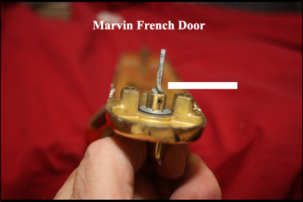 Marvin Wood French Doors - Shows Twisted Lock Actuator Pin