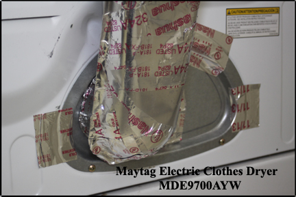 Maytag Neptune Electric Clothes Dryer - Shows where dryer vent comes out of back of dryer