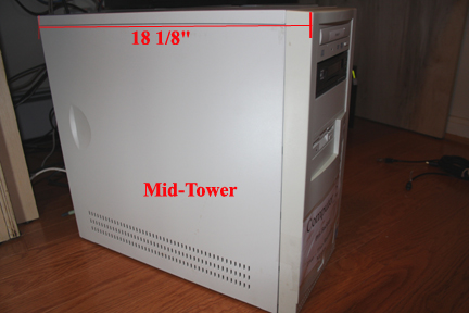 Shows mid-tower case before fan modification