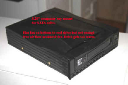 Shows removable SATA drive bay which has inadequate drive cooling