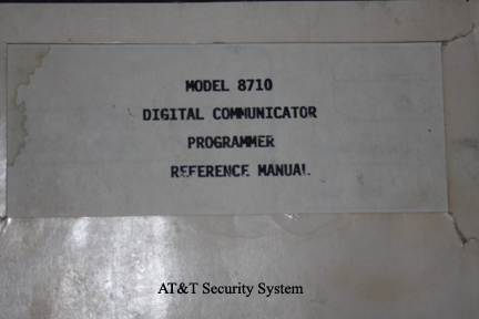 AT&T Security System - Model 8710 Digital Communicator Programmer Instruction Manual