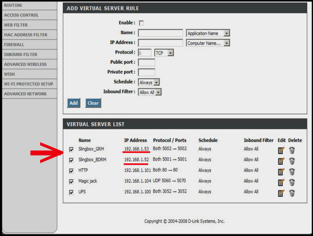 Slingbox - Setting up for inside a router.