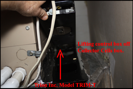 Trion TRIM-T Electrostatic Air Cleaner -Shows Lifting Control Box of Collector Cell Base