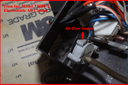 Trion TRIM-T Electrostatic Air Cleaner -Shows Air Flow Sensor in Control Unit