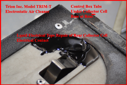 Trion TRIM-T Electrostatic Air Cleaner -Shows Bottom of Control Box Base With Repaired Electrical Contact