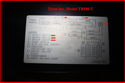 Trion Model TRIM-T Electrostatic Air Cleaner Components-Wiring Diagram